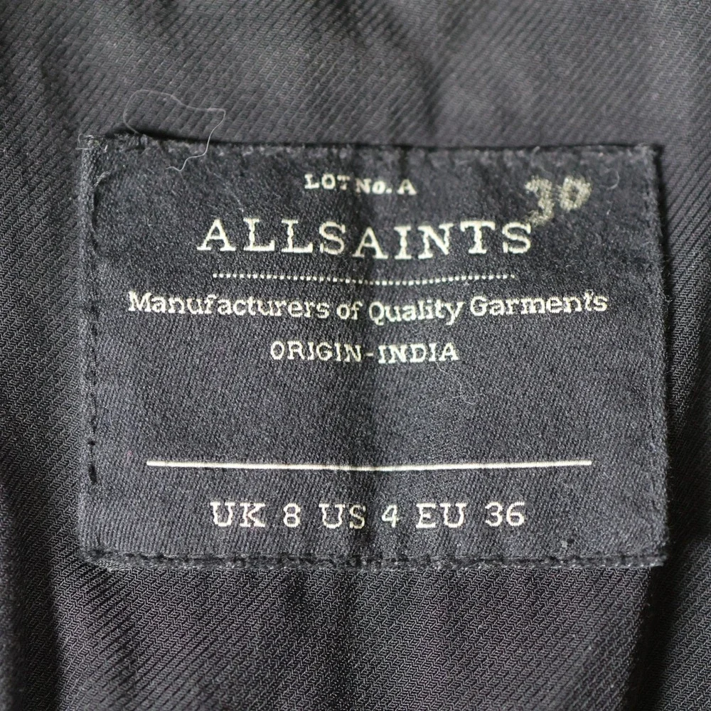 AllSaints Jacket Womens US 4 Brown Black Conroy Leather Biker Quilted Moto